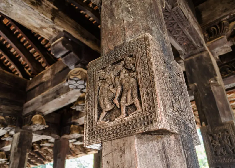 Beautifully carved wooden architectural detail captured during a private cultural heritage tour